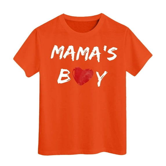 Little Boy Shirt Mama'S Boy Tee Crewneck Short Sleeve T Shirts For Kids Size 8-9T