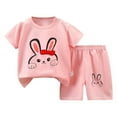 thumbnail image 1 of Little Boy Sleepwear Set Cartoon Tee Shorts 18-24 Months 2-3 Years 3-4 Years Skin Friendly Organic Cotton Easy Pull On Home Lounge Breathable Lightwei (5-6 Years,Red), 1 of 3