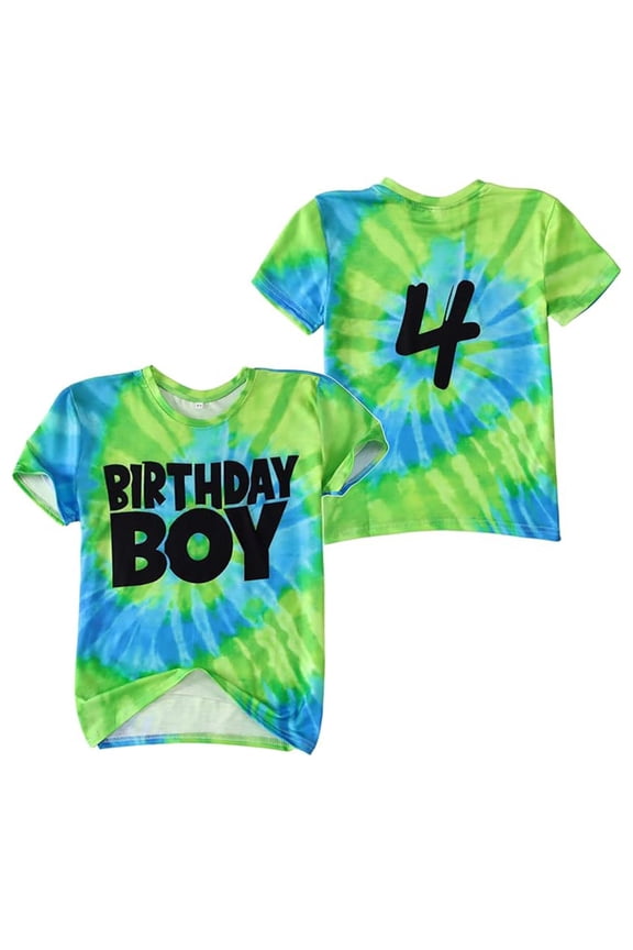 Little Boy Tops Fashion Letter Round Neck Short Sleeved Y2K Tops,Green,4-5 Years
