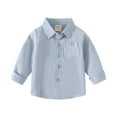 thumbnail image 1 of Little Boy's Button-Up Shirts Long Sleeved Solid Color Pocket Shirt Kids Clothes Tops, 1 of 3