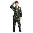 thumbnail image 1 of Little Boy's Camouflage Clothing Set Long Sleeve Top+Pant+Hat+Belt Winter Camp Clothes, 1 of 8