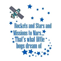 Little Boy's Dream Rockets and Stars Wall ArtWall Decal Decoration Mission to Mars Lively Space Space Quotes & Sayings Decorating Ideas for Child's Bedroom Size: 8 In(W) x 10 In(H)