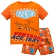 thumbnail image 1 of Little Boy's Outfits Cute Aircraft Printed Short Sleeve Tops And Shorts Set Size 5-6T, 1 of 2
