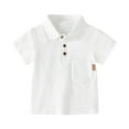 thumbnail image 1 of Little Boy's Polo Shirt Solid Color Short Sleeved Shirt Top Summer Kids Cotton Undershirt, 1 of 5