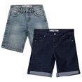 thumbnail image 1 of CULTURA AZURE  Little Boy's Roll-Up Denim Shorts 2-Pack, Blue Black/Light Blue, 7, 1 of 9