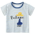 thumbnail image 1 of Little Boy's Short Sleeved T Shirt Kids Cartoon Striped Tee Summer Causal Crew Neck Top Shirt for 6 Months-6 Years, 1 of 9