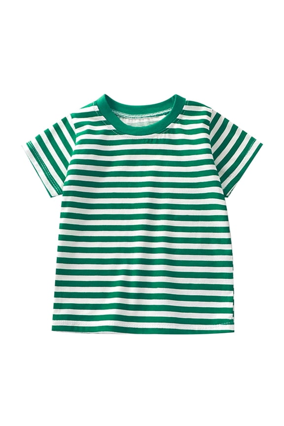 Little Boy's Striped T Shirt Short Sleeved Round Neck T-Shirt Cotton Versatile Undershirt