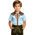 thumbnail image 1 of Little Boy's T-Shirts Short Sleeve Tees Western Shirt with Cowboy Print Button Front Top Size 5-6T, 1 of 4
