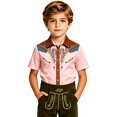 thumbnail image 1 of Little Boy's T-Shirts Short Sleeve Tees Western Shirt with Cowboy Print Button Front Top Size 7-8T, 1 of 4