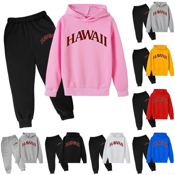 Little Boys' 2-Piece Outfit Set Long Sleeved Letter Printed Hoodie Sweatshirt and Sweatpants Casual Sets Size 5-6T ,Pink