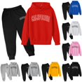thumbnail image 1 of Little Boys 2 Pieces Clothing Set Casual Letter Printed Long Sleeve Hoodie Pullover Tops and Pants Sweatshirt Set Size 5-6T ,Red, 1 of 3