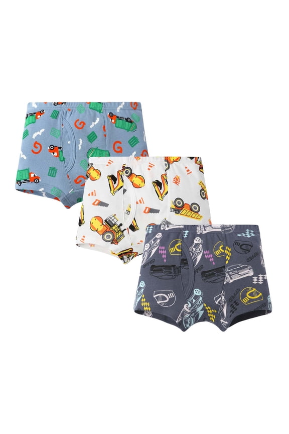 Little Boys 3 Pack Cotton Underwear Boxers, Stretchy Cute Dinosaur Graphic Briefs, Comfort Daily Underpants for Toddlers 2-8Y