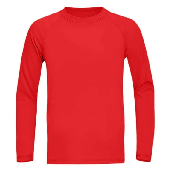 Little Boys Active Tops Long Sleeve Performance Shirt Kids Sports Training Gym Workout Athletic Tee Clothes Red Size 7-8T