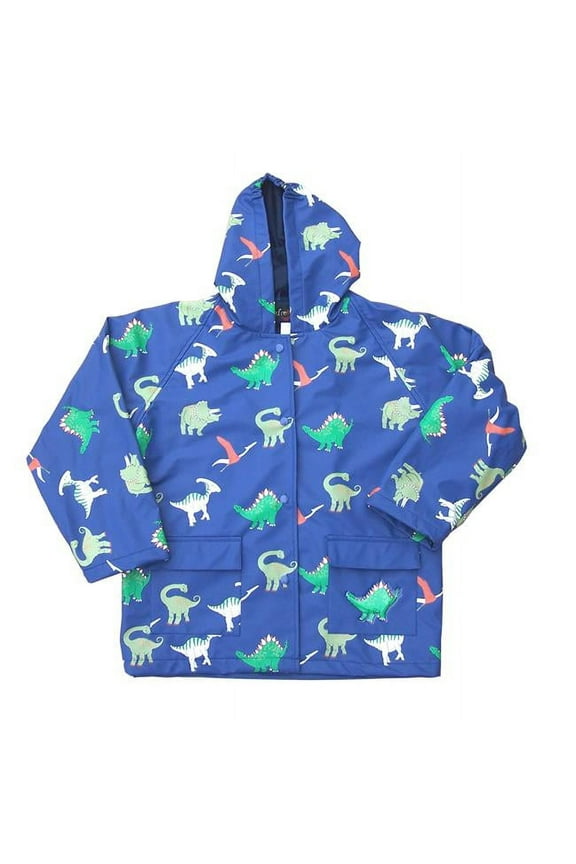 Little Boys Blue Dinosaurs Rain Coat 3T