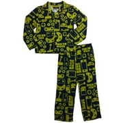 Little Boys Blue & Yellow Game Over Controler Flannel Video Game Pajama Set