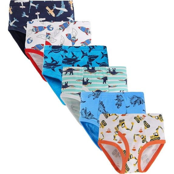 Little Boys Briefs Truck Toddler panties Kids Underwear Soft Cotton Underpants (Pack of 6) Size 8