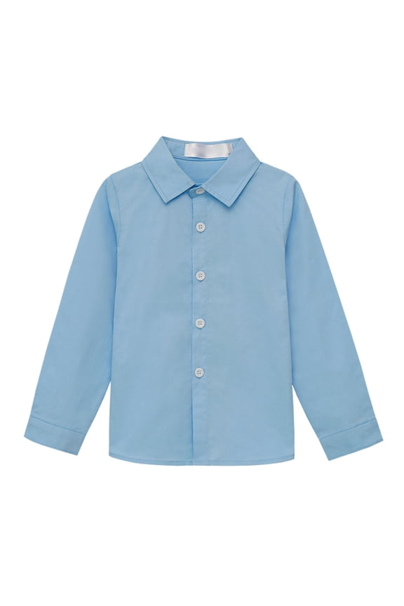 Little Boys Button Down Shirts Boys Formal Outfit Blue Shirt Girls Dress Shirt Toddler Shirts Boys 3-4 Years