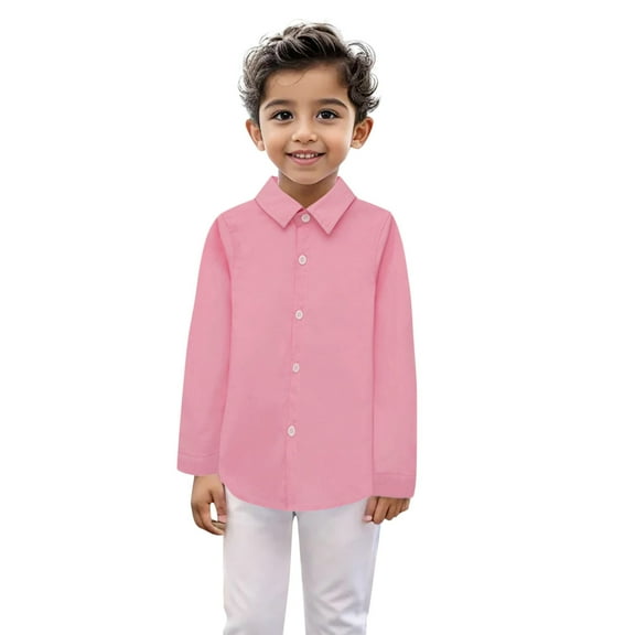 Little Boys' Button Down Shirts Girls Pink Shirt Dress Shirt Graduation Shirts School Uniforms for Boys 4-5 Years