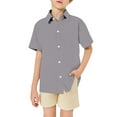 thumbnail image 1 of Little Boys Button Down Shirts Grey Short Sleeve Shirt Dress Shirt Graduation Shirts School Shirts for Girls 8-9 Years, 1 of 6