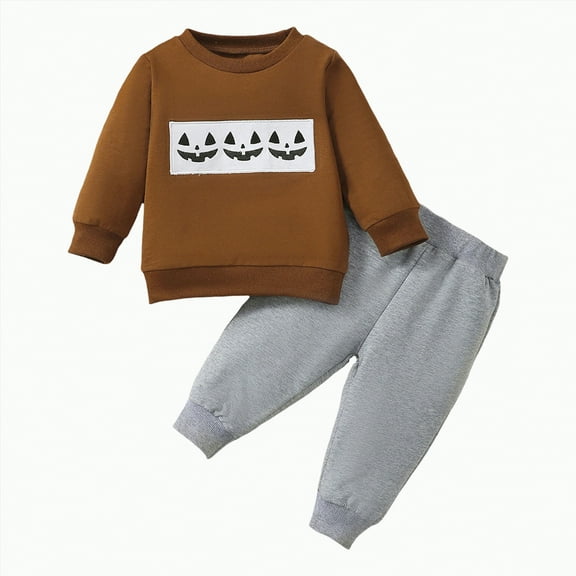 Little Boys Casual Outfit Sets Autumn Winter Embroidery Long Sleeve Stretch Waistband 12 18 24 Months 2T 3T 4T Sweatshirt Tops Pants Outfits 2PCS