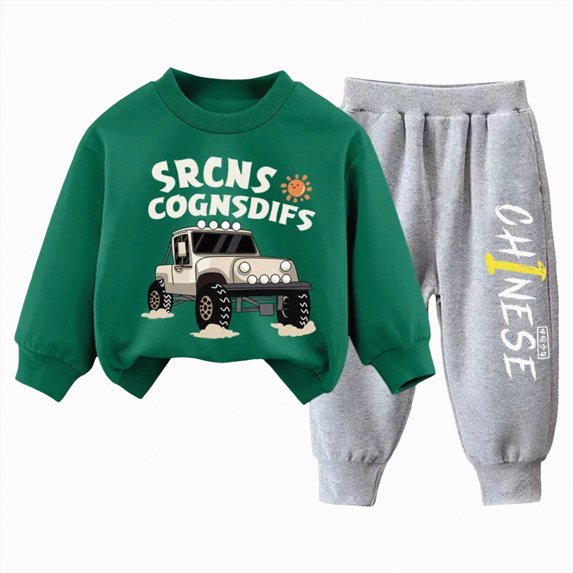 Little Boys Casual Outfit Sets Autumn Winter Round Neck Long Sleeve Elastic Waist 2T 3T 4T 5T Everyday Set 2Pcs