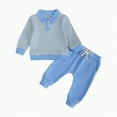thumbnail image 1 of Little Boys Casual Outfit Sets Kids Autumn Winter Button Down Long Sleeve Elastic Waist 1T 2T 3T 4T 5T Everyday Set 2 Piece, 1 of 8