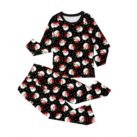 Little Boys Christmas Pajamas Sets for Toddler Cute Christmas Print 100% Cotton Tee and Pant 2-Piece Pj Set Long Sleeve Shirts Kid Clothing White, 8-9 Years