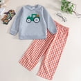 thumbnail image 1 of Little Boys Clothes 2-Piece Long Sleeved Car Embroidered Hoodie Plaid Long Pants Halloween Outfits Sets Size 6-7T ,Gray, 1 of 5