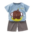 thumbnail image 1 of Little Boys Clothes 3-6 Months Toddler Boys Girls Summer Cartoon Printed Short Sleeved Tops And Shorts 2PC Children's Suit(Sky Blue), 1 of 3