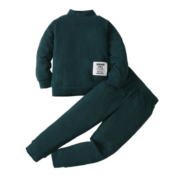Little Boys Clothes 6T Boys Outfits 6T Boys Long Sleeve Solid Color Top Pants 2PCS Boys Sweater Clothing Set Green