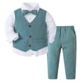 thumbnail image 1 of Little Boys Clothes Button down Shirt with Bowtie Vest Pants 4 Pieces Formal Gentleman Suits Toddler Outfits for Boys for Boys 18-24 Months, 1 of 9