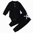 thumbnail image 1 of Little Boys Clothes Outfits Fall Winter Solid Color Long Sleeve Drawstring Pants 1T 2T 3T 4T 5T 6T Everyday Outfit Set 2 PC, 1 of 4