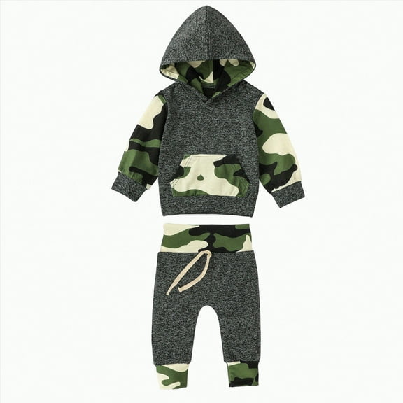 Little Boys Clothes Outfits Kids Spring Fall Hooded Long Sleeve Drawstring Pants 6 12 18 24 Months 2T 3T 4T Everyday Outfit Set 2Pcs