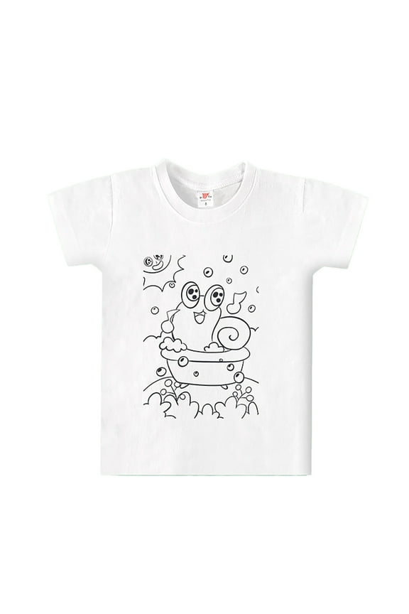 Little Boys Coloring T Shirt For Girl With Washable Markers Color In And Wash Out T Shirt H,6-7T