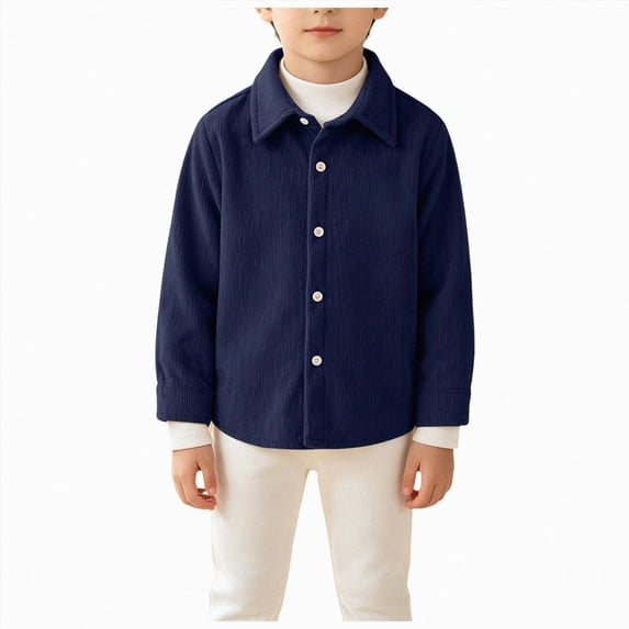 3-4 Years Little Boys Corduroy Shacket Button Down Collared Long Sleeve Shirt Jacket Outerwear