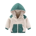 thumbnail image 1 of Little Boys Fall Coats Hooded Zip Up Color Block Fleece Lined Jacket Thickened Casual Outerwear Size 5-6T, 1 of 4