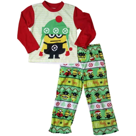Little Boys Fleece Despicable Me Minion Ugly Sweater Pajama Christmas Sleep Set