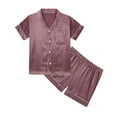 thumbnail image 1 of Little Boys Girls Button Down Pajamas Kids Short Sleeve Top Shorts Sleepwear 5-14T, 1 of 9