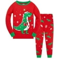 thumbnail image 1 of Little Boys Girls Christmas Pajama Set for Toddle Clothes Dinosaur Planet 100% Cotton Pjs Kids Sleepwear 3-10T (6T, Dinosaur-Christmas), 1 of 7