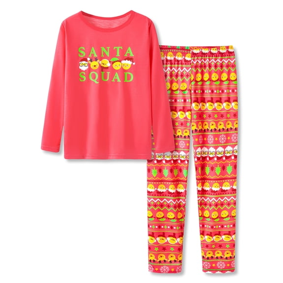 Topgal Little Boys Girls Christmas Pajamas Set Santa Squad Long Sleeves 2-Piece Sleepwear Size 8