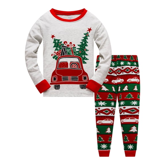 Little Boys Girls Christmas Pajamas Sets for Toddler 100% Cotton Dinosaur Planet Sleepwear Long Sleeve 2 Piece kids Clothes Pjs 3-7T car-6277-10T