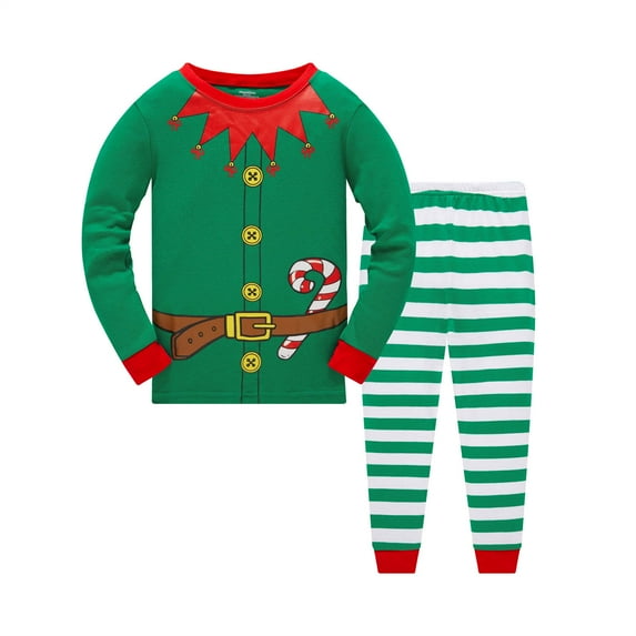 Little Boys Girls Christmas Pajamas Sets for Toddler 100% Cotton Elf Planet Sleepwear Long Sleeve 2 Piece kids Clothes Pjs 3-7T Elf-6549-8T