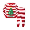 thumbnail image 1 of Little Boys Girls Christmas Pajamas Sets for Toddler 100% Cotton Stripe Tree Starry Sleepwear Long Sleeve 2 pcs kids Clothes Pjs Tree-6557-3T, 1 of 7