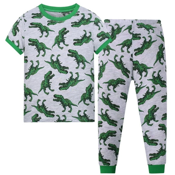 Little Boys Girls Dinosaur Pajamas Toddler Kids Holiday Clothes Long Sleeve 2Pcs Sleepwear Sets,Size 4-5 Years