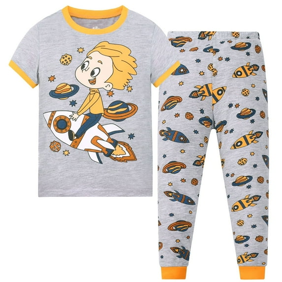 Little Boys Girls Dinosaur Pajamas Toddler Kids Holiday Clothes Long Sleeve 2Pcs Sleepwear Sets,Size 7-8 Years