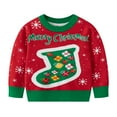 thumbnail image 1 of Little Boys Girls Kids Christmas Sweater Xmas Holiday Party Crewneck Knit Cute Pullover Tops 2 Years-3 Years, 1 of 7