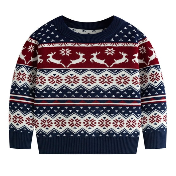 Little Boys Girls Kids Christmas Sweater Xmas Holiday Party Crewneck Knit Cute Pullover Tops 4 Years-5 Years