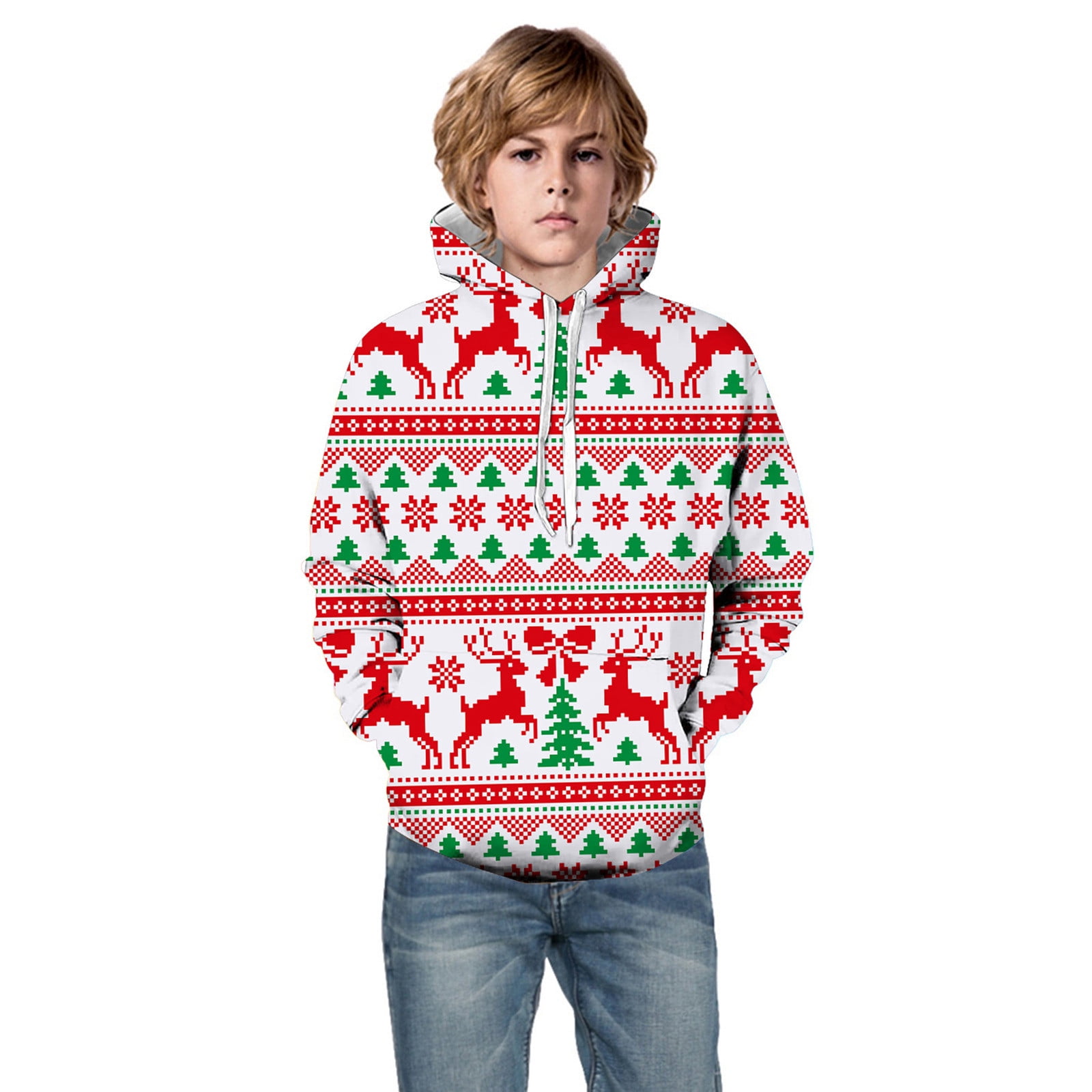 Little Boys Girls Kids Hooded Unisex Sweatshirt Christmas New Year's