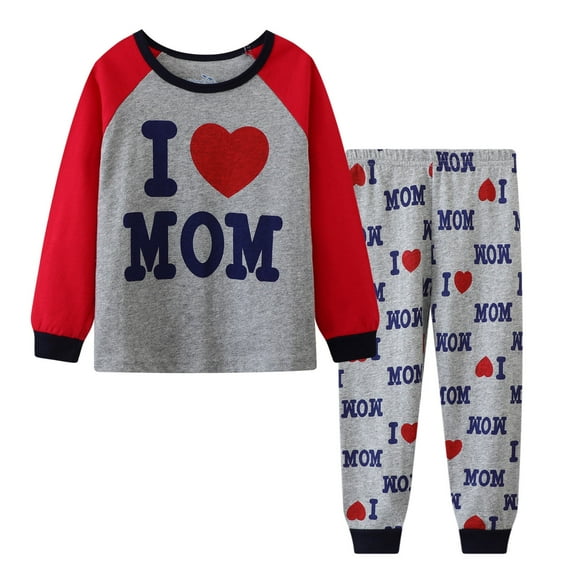 Little Boys Girls Kids Letter Print Pajamas Casual Long Sleeve Suit Toddler Clothes Sleepwear,Size 4-5 Years