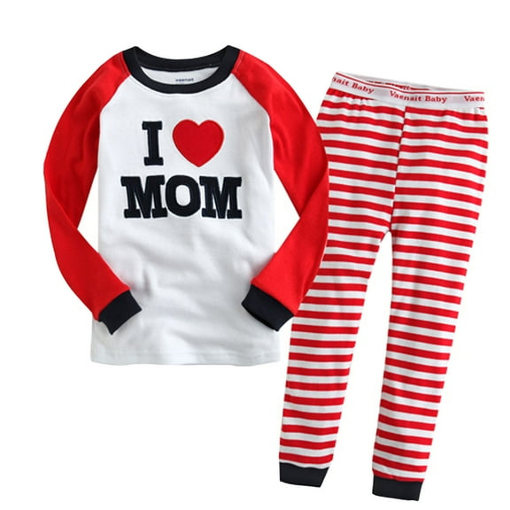 Little Boys Girls Kids Letter Print Pajamas Casual Long Sleeve Suit Toddler Clothes Sleepwear,Size 6-7 Years